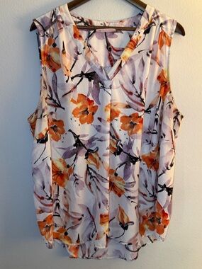 EVRI Floral V-Neck Sleeveless Blouse